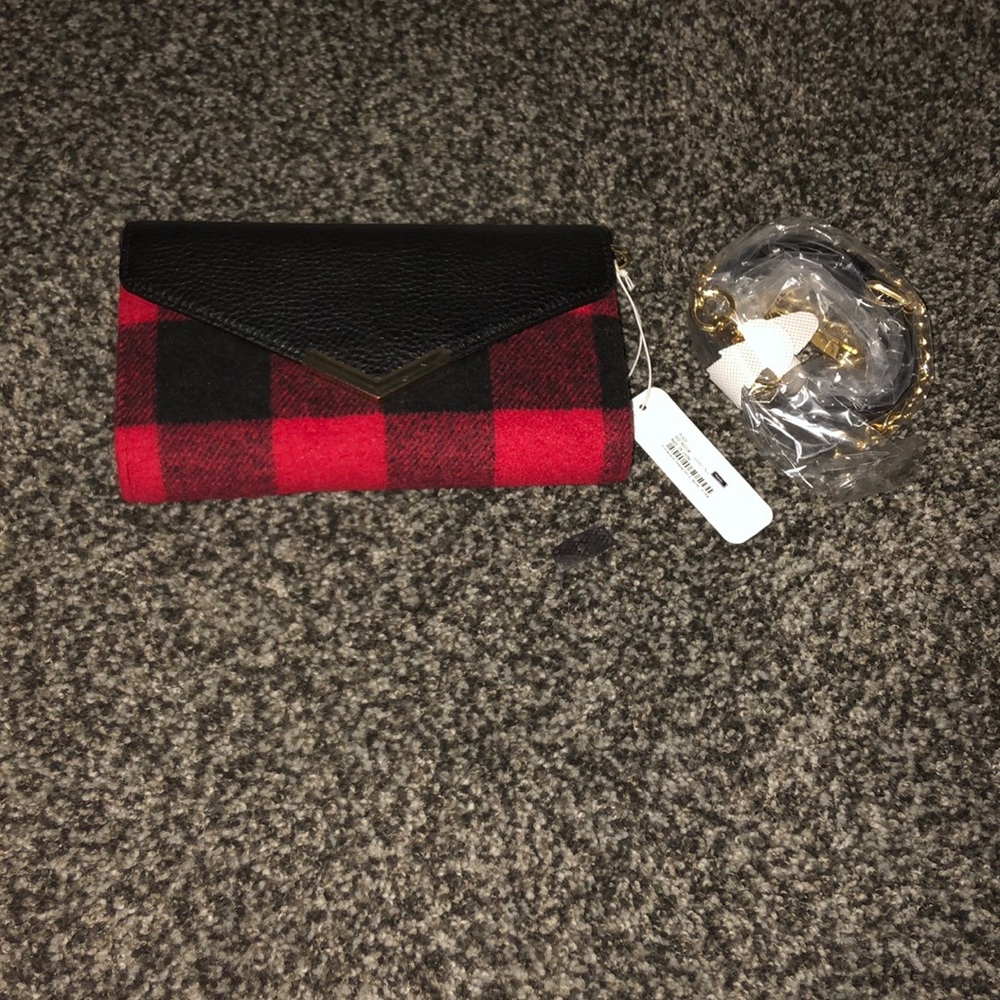 Red and black plaid crossbody